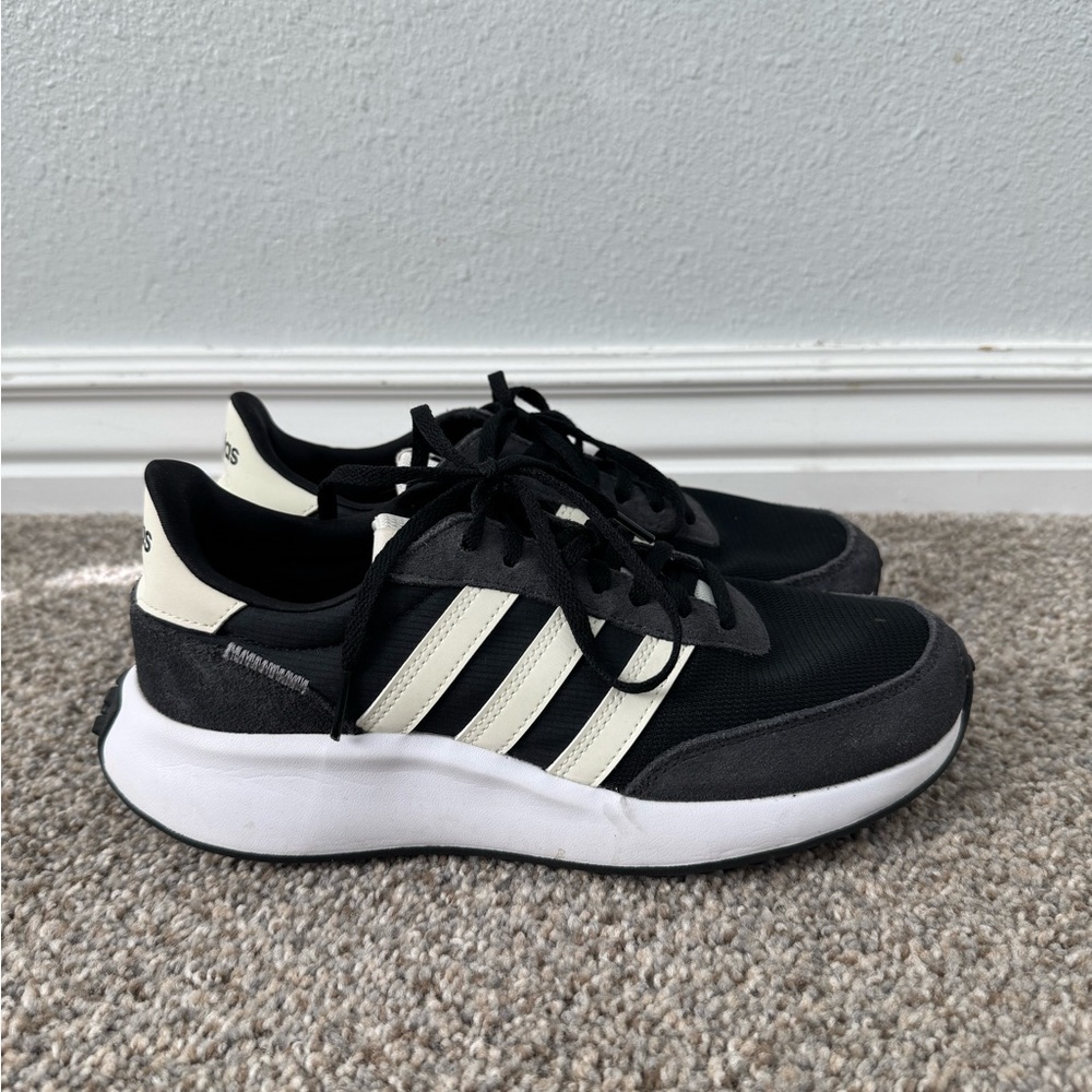 Adidas Black and Cream Athletic Shoes